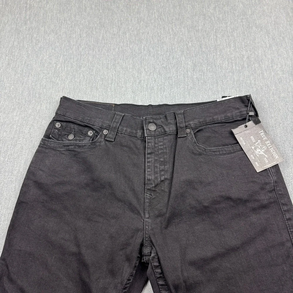 True Religion Jeans Mens 36 Black Denim Ricky Flap Relaxed‎ Straight Pants NWT